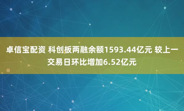 卓信宝配资 科创板两融余额1593.44亿元 较上一交易日环比增加6.52亿元