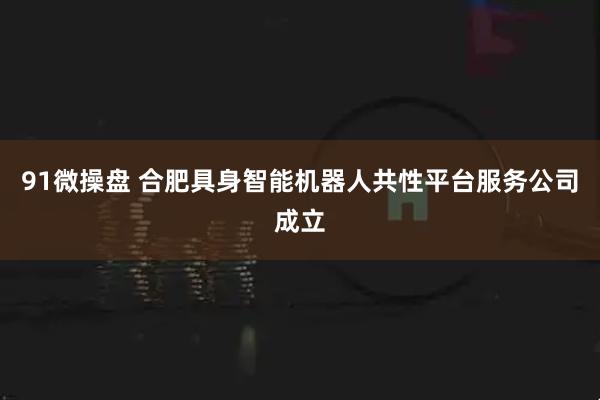 91微操盘 合肥具身智能机器人共性平台服务公司成立